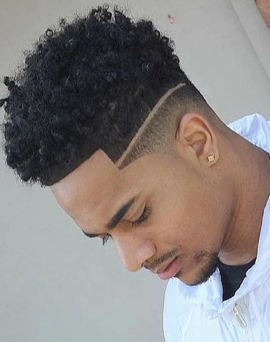 curls on top mid fade