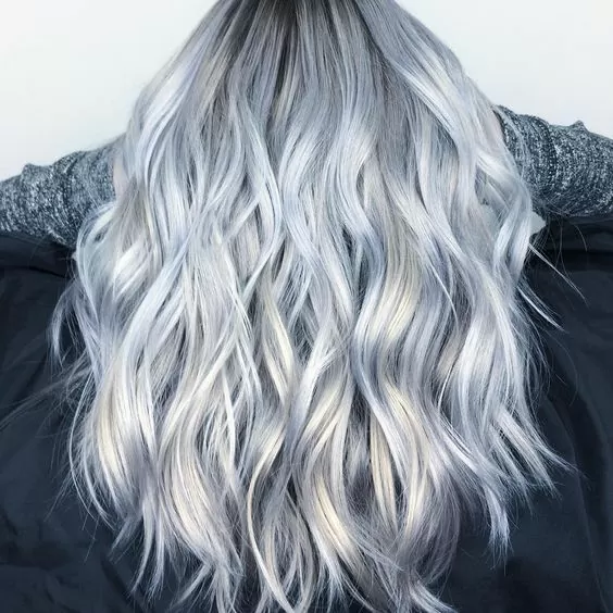 silver blue balayage