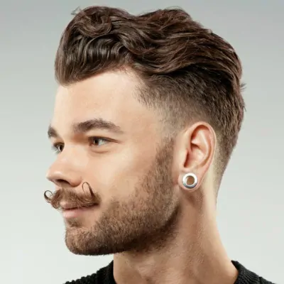 slicked curly hairstyle