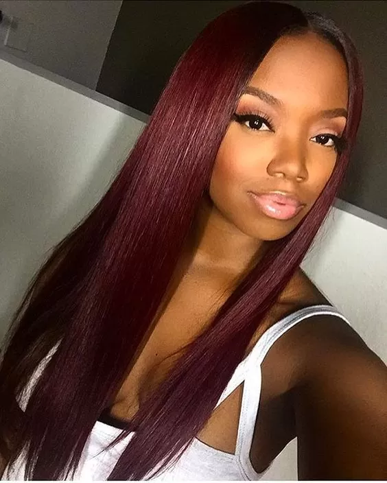 maroon silky straight sew in