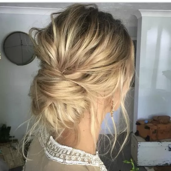 messy low chignon