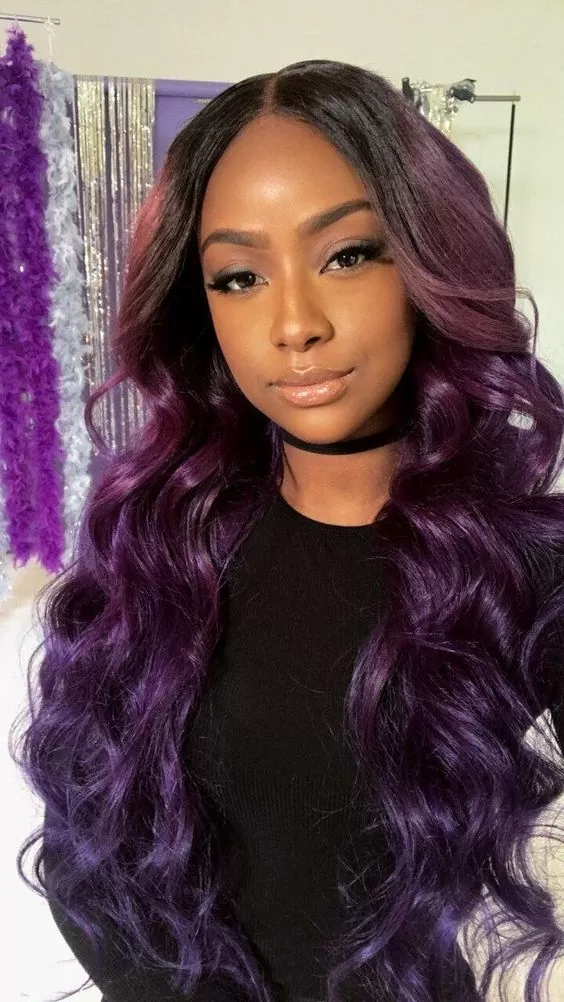 purple ombre sew in