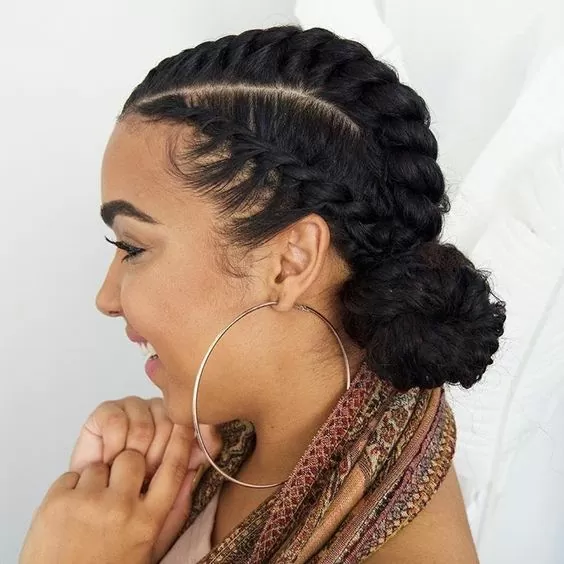 Ghana braid twist bun