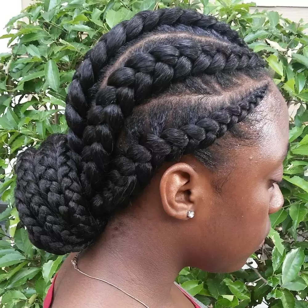 Low bun ghana braids