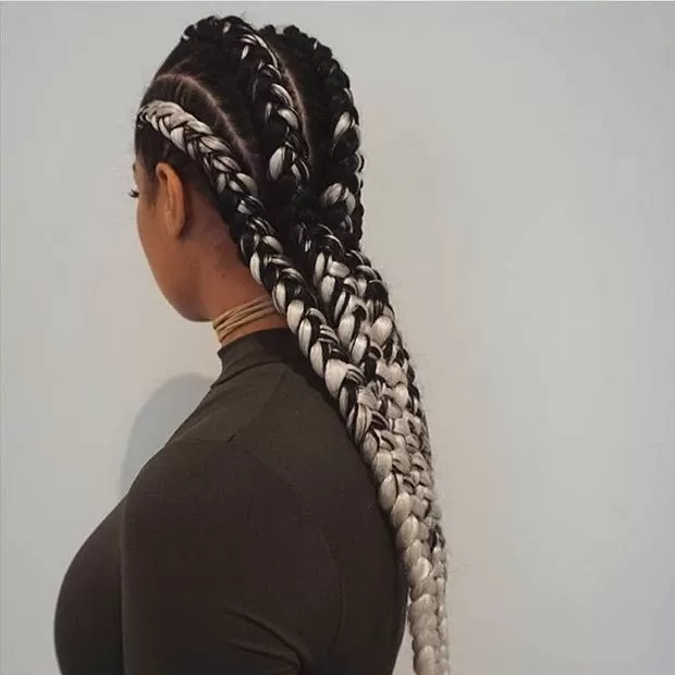 black and white braids