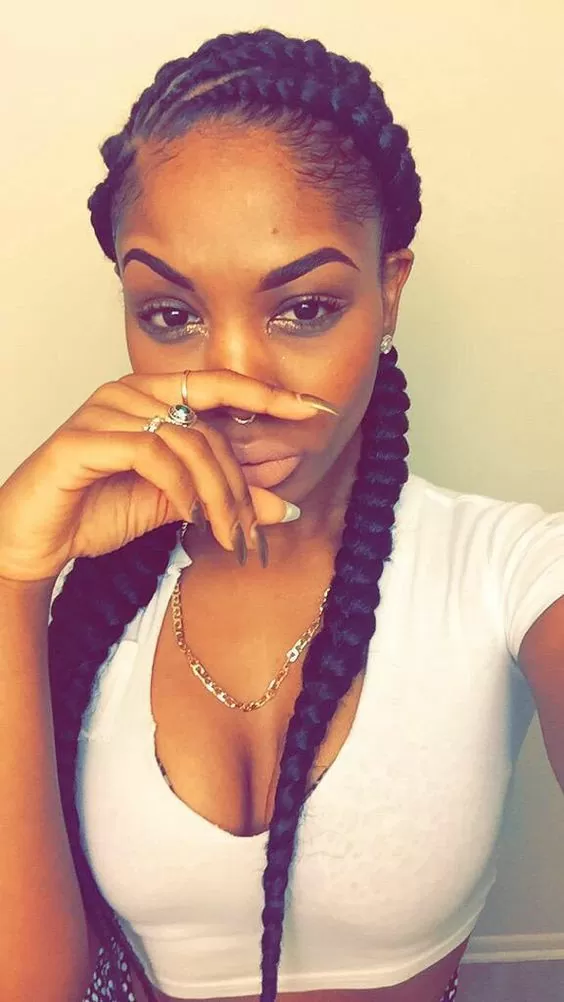 deep side part braids