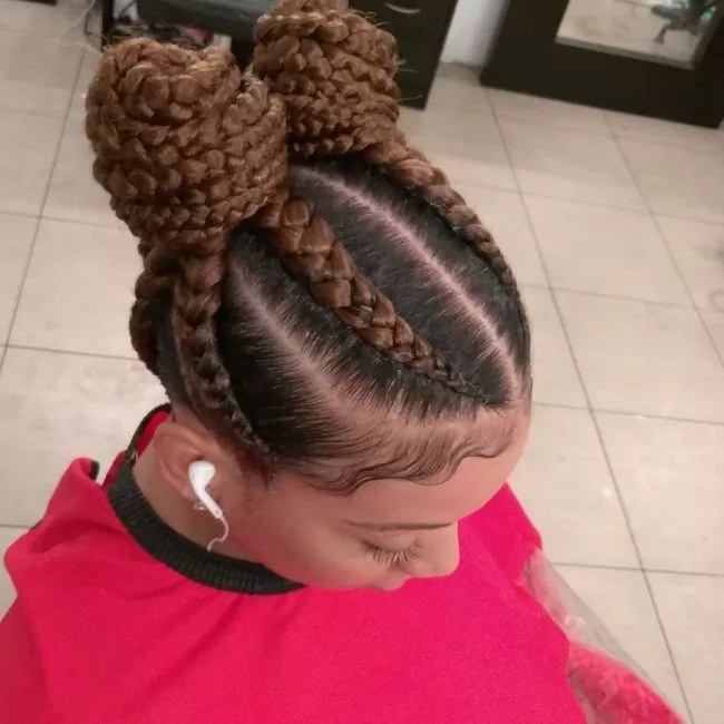double bun braids