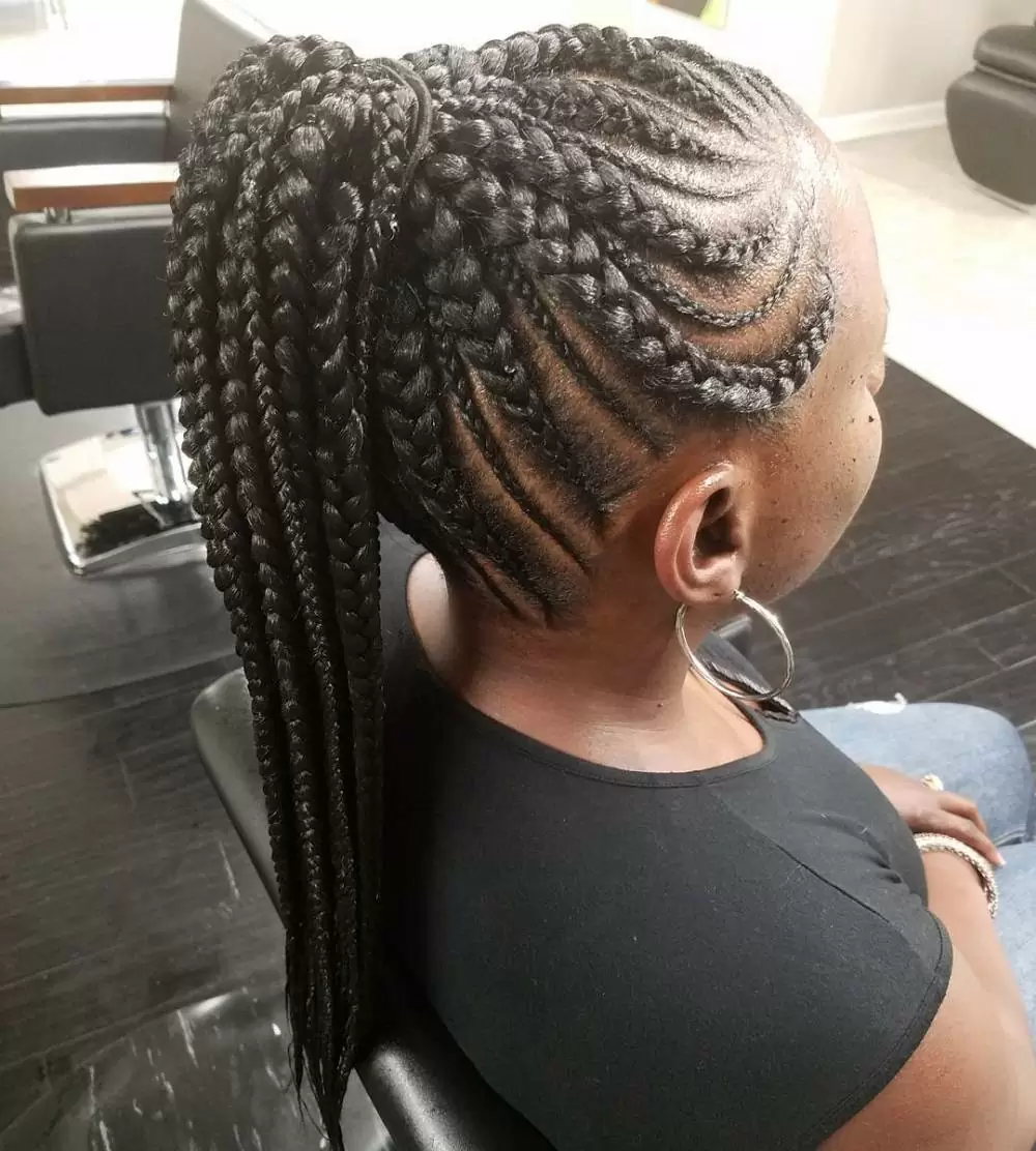 ghana braid cornrow ponytail