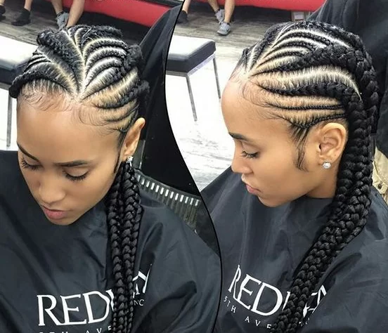 ghana braids with mini cornrows