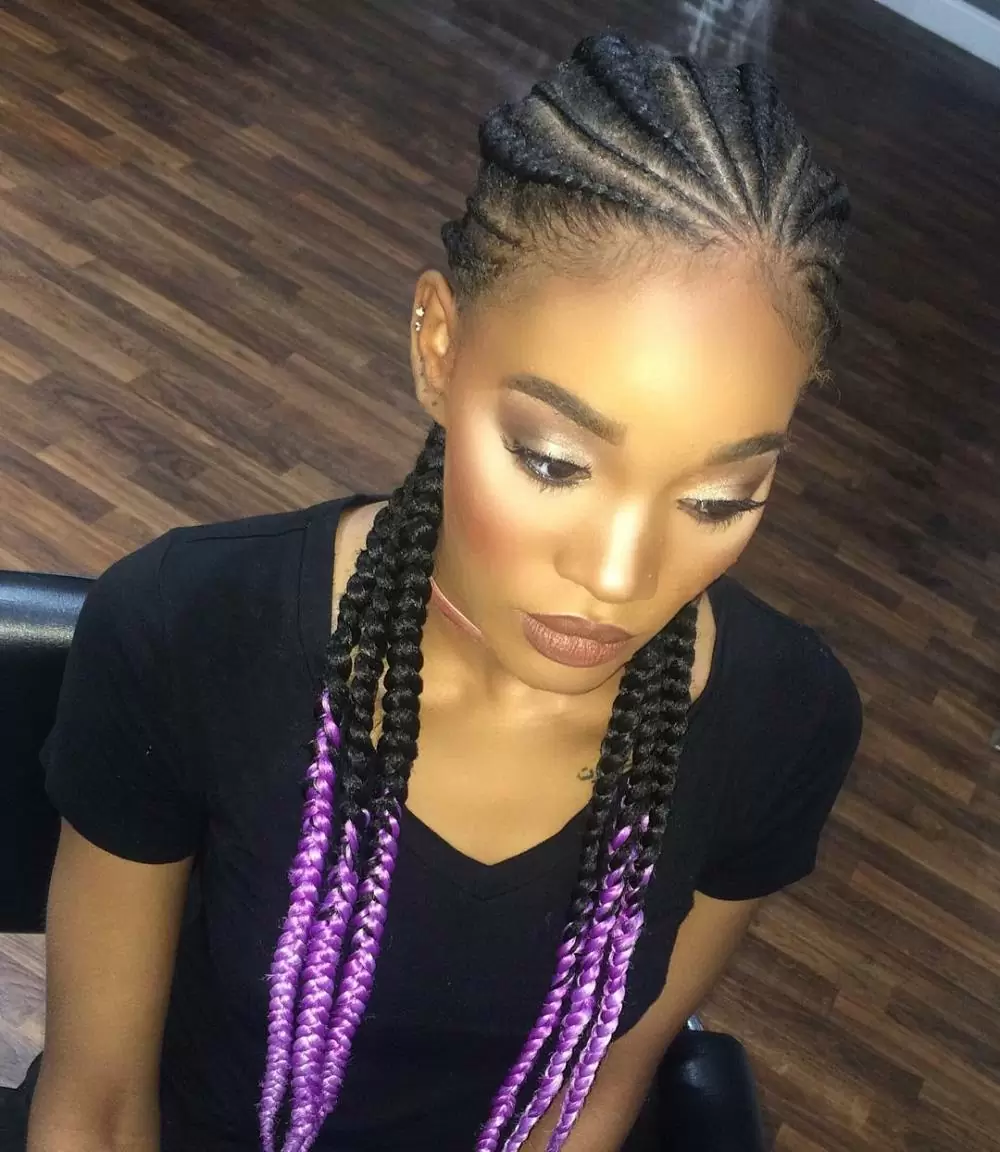purple ombre ghana braids