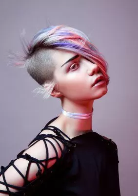 rainbow shaved pixie