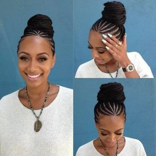 skinny ghana braids bun