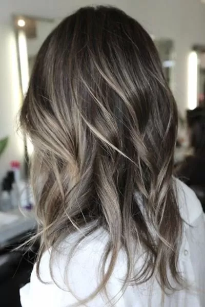 ash brown with blonde balayage
