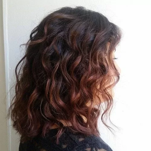 mahgoany balayage curls