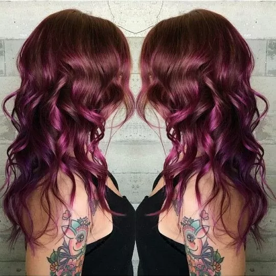 mahogany with purple ombre