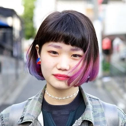 pink and purple dip dye bob