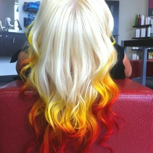 yellow and red dip dye