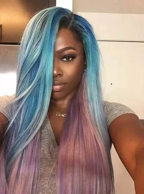 Cool Blue and Purple hair color