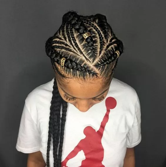 Curved Goddess Braids With Beads