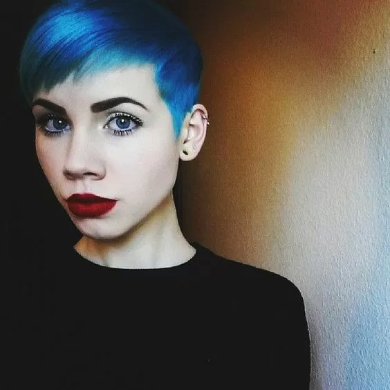 androgynous blue pixie