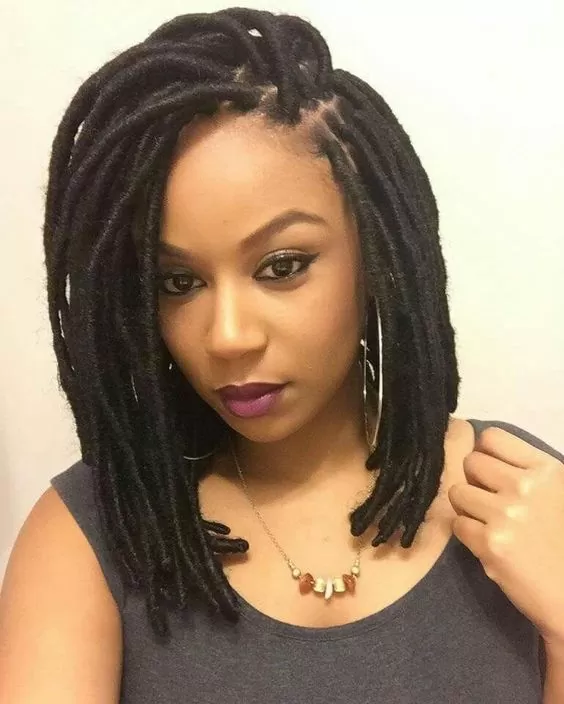 asymmetrical faux locs lob