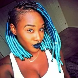 blue yarn locs bob