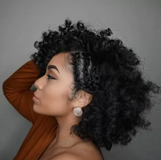 flexi rod curls with side braids