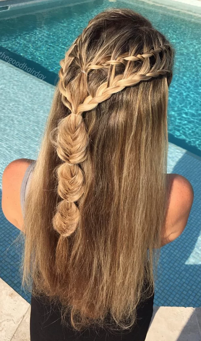 half up combination braid