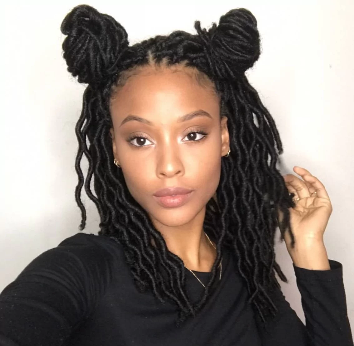 short faux locs double buns