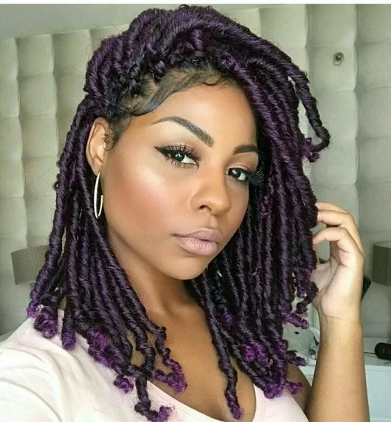 short purple faux locs