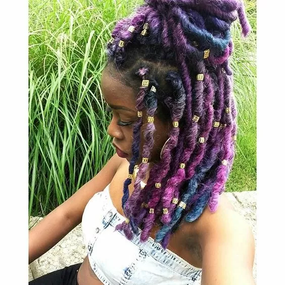 short rainbow faux locs