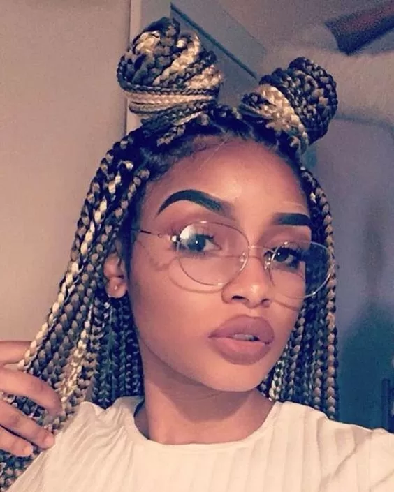 individual braids double buns