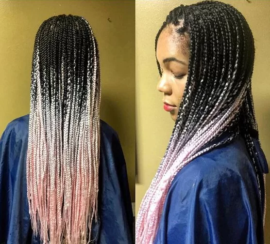 pink ombre individual braids