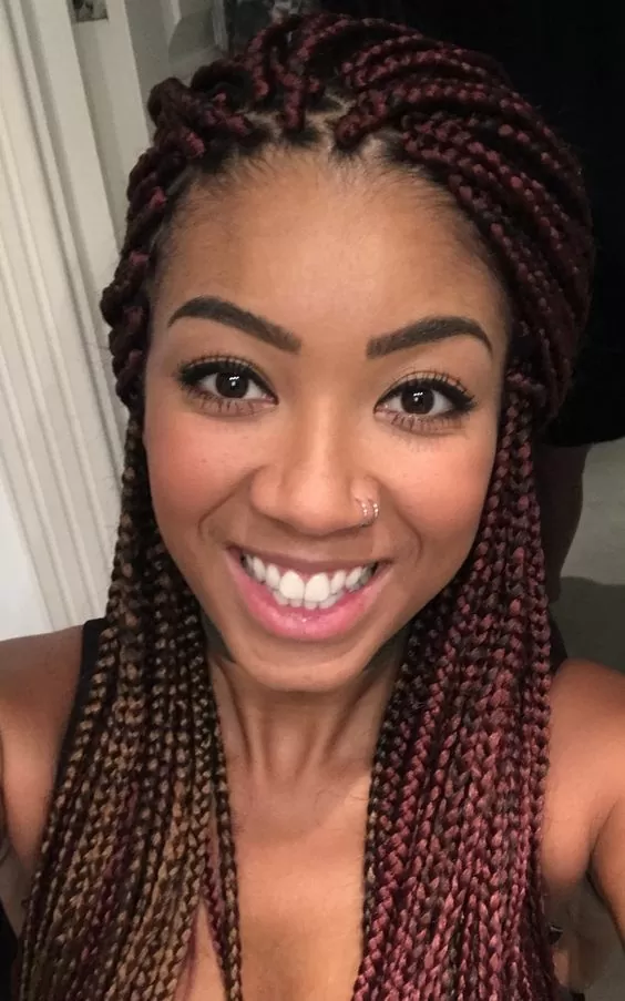 red and blonde individual braids