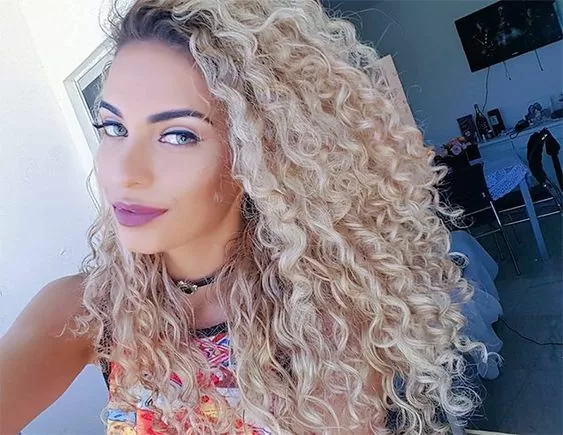 beach blonde spiral perm