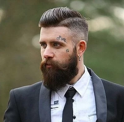 slicked hair with soft part