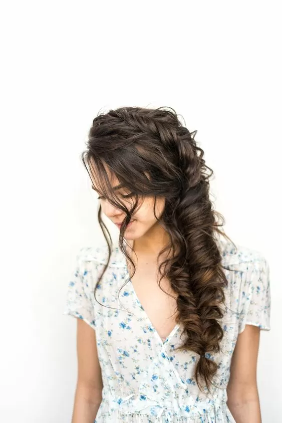 prom updo Jumbo side braid