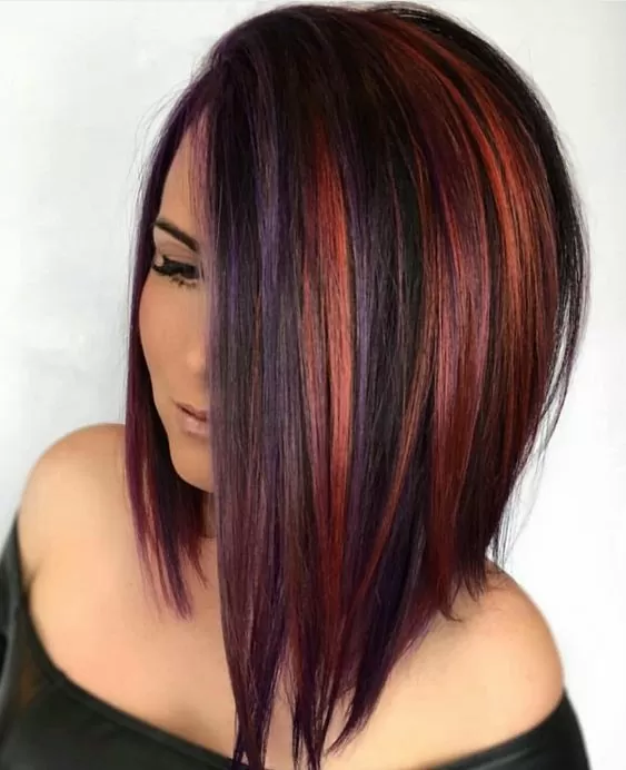 Asymmetric Bob with Mulit-coloured Balayage