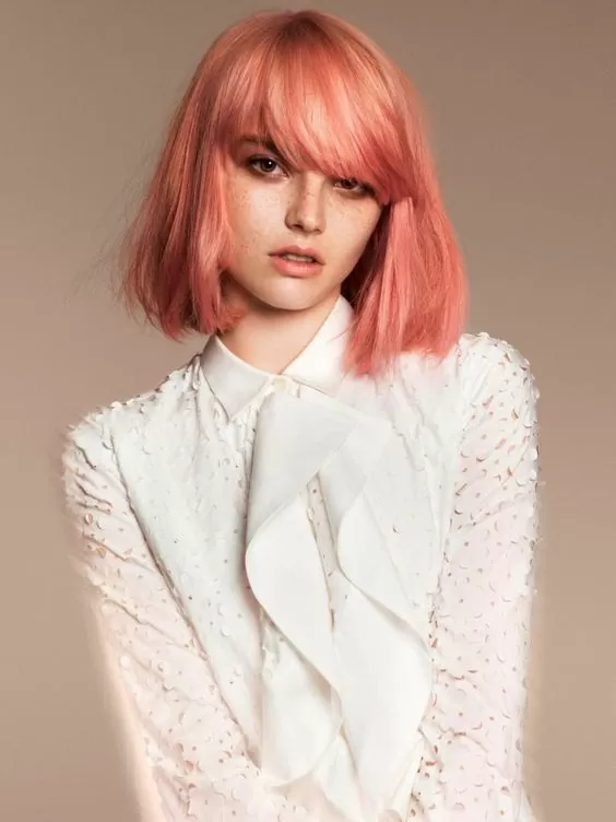 Retro Blorange Bob with Bangs