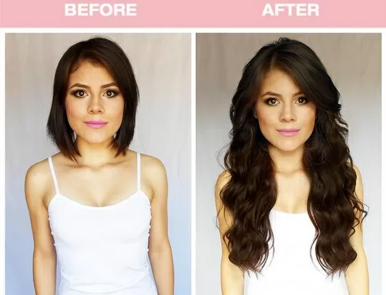 Clip in Hair Extensions in Brunette Hair