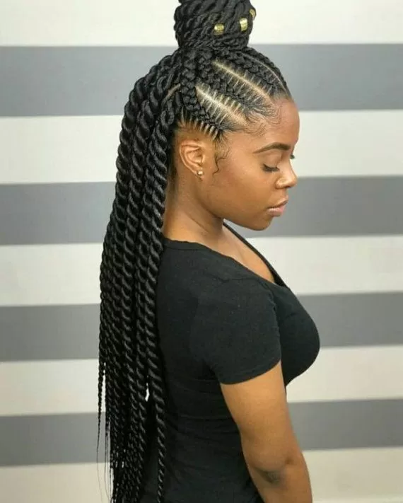 Feed In Braid Crown With Havana Twists
