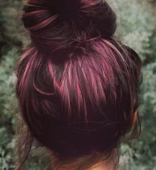 Brunette Hair with Magenta Underlights