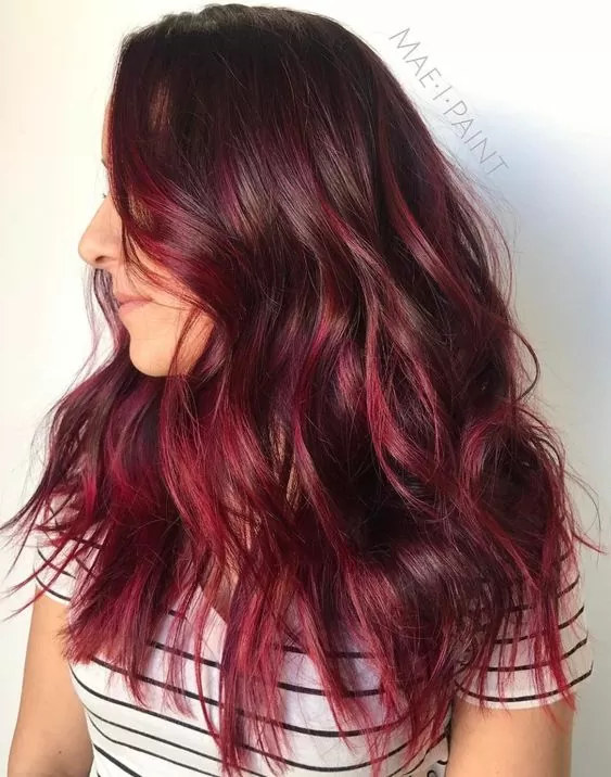 Red Hair with Pink Highlights