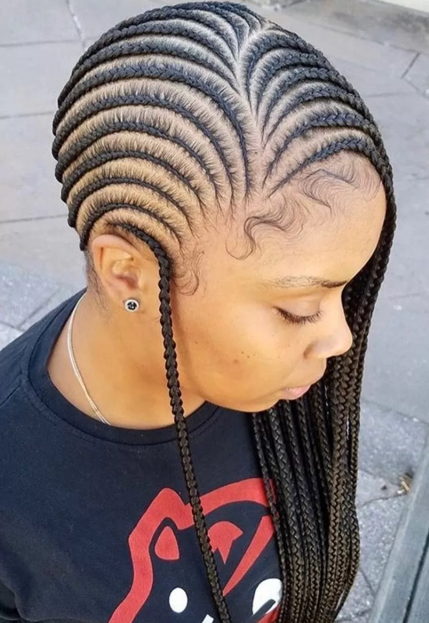 Side Part Full Arc Feed In Braids With Baby Hair