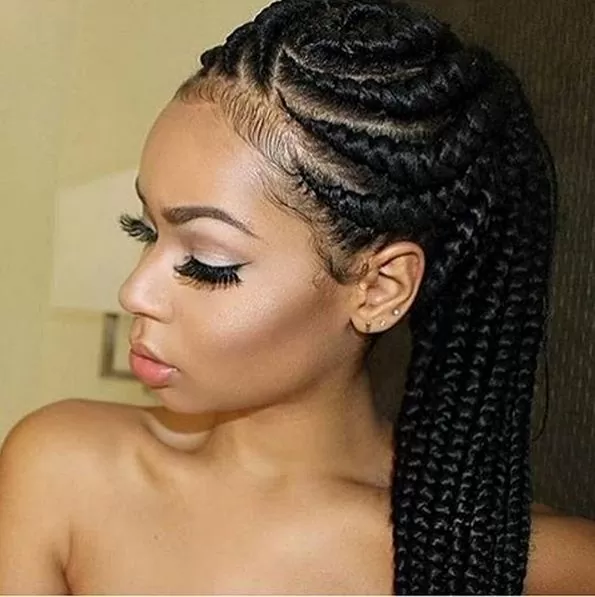 Side Part Layered Feed In Braid