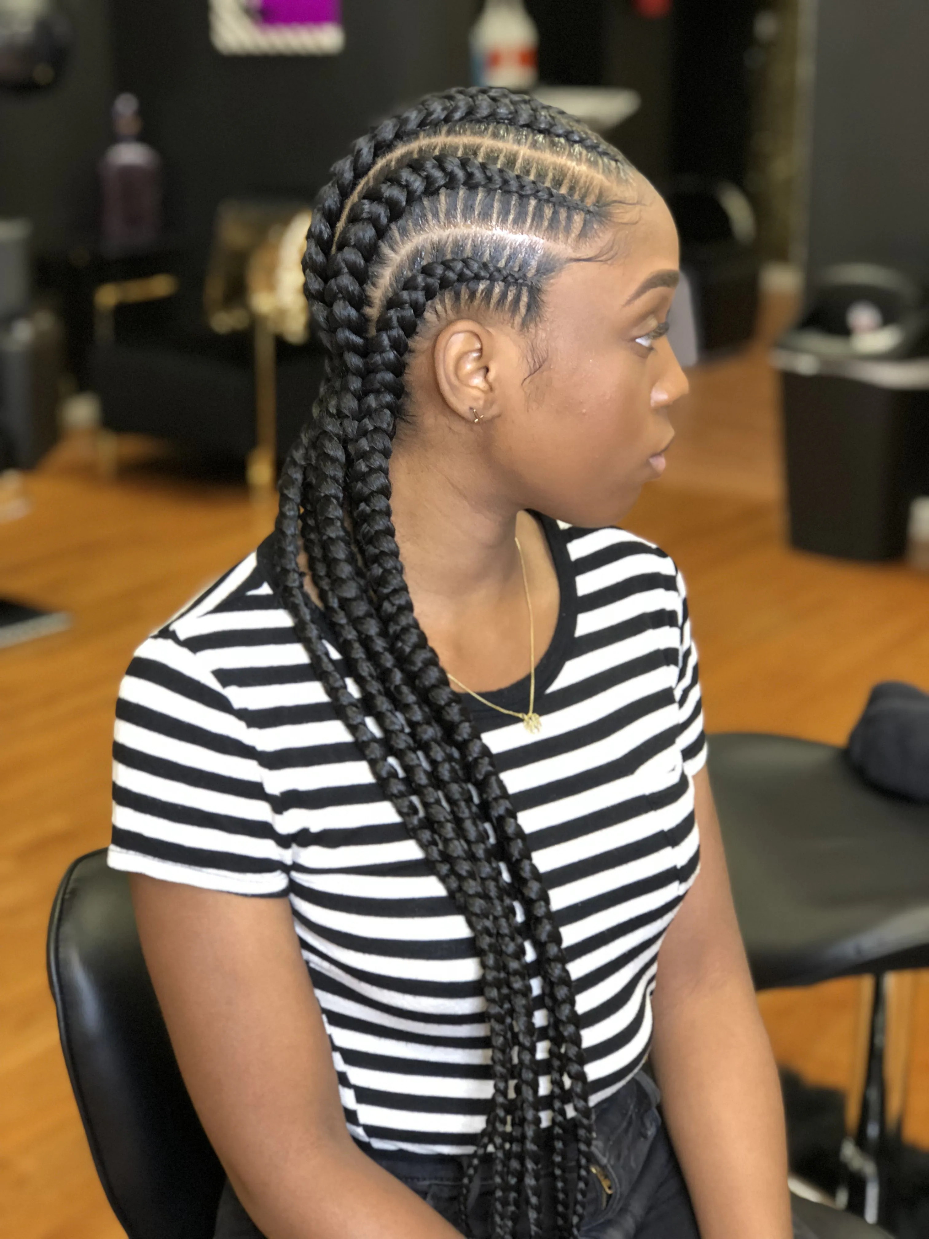 Straight Cornrow Large Feed In Braid