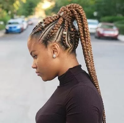 Amber Feed In Braid In A High Ponytail