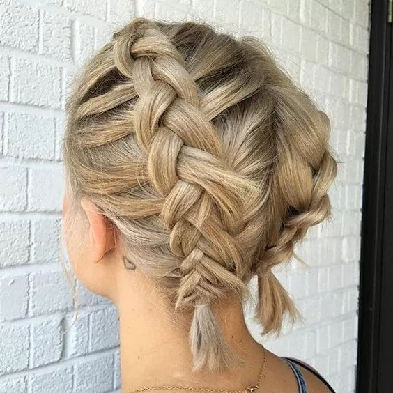 Chunky Double Dutch Braid for Short Hair