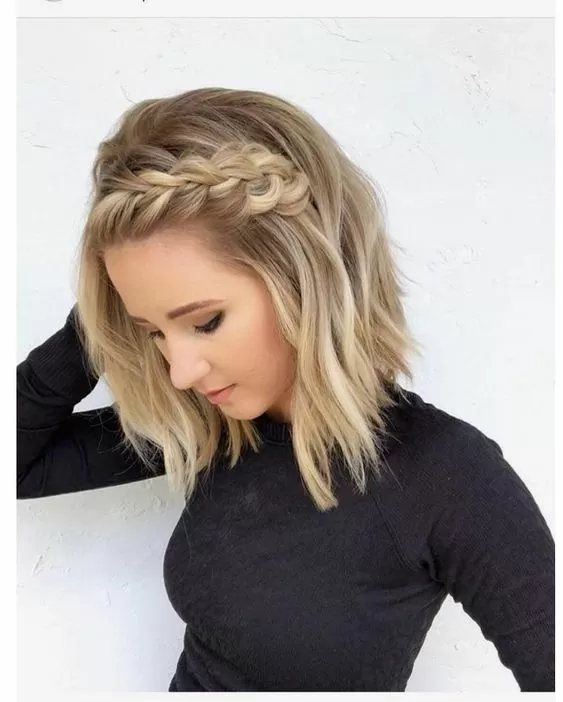 Half Crown French Braid in Short Hair