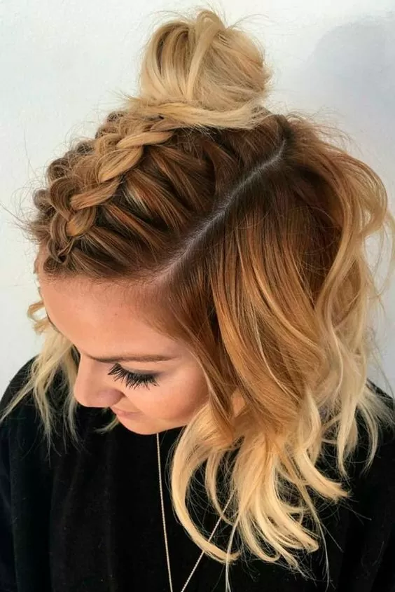 Half Dutch Braid and Bun